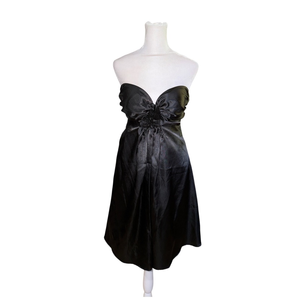 Zuleyka‎ Rivera Miss Universe 2006 Black Satin Strapless Cocktail Dress XL HA-59